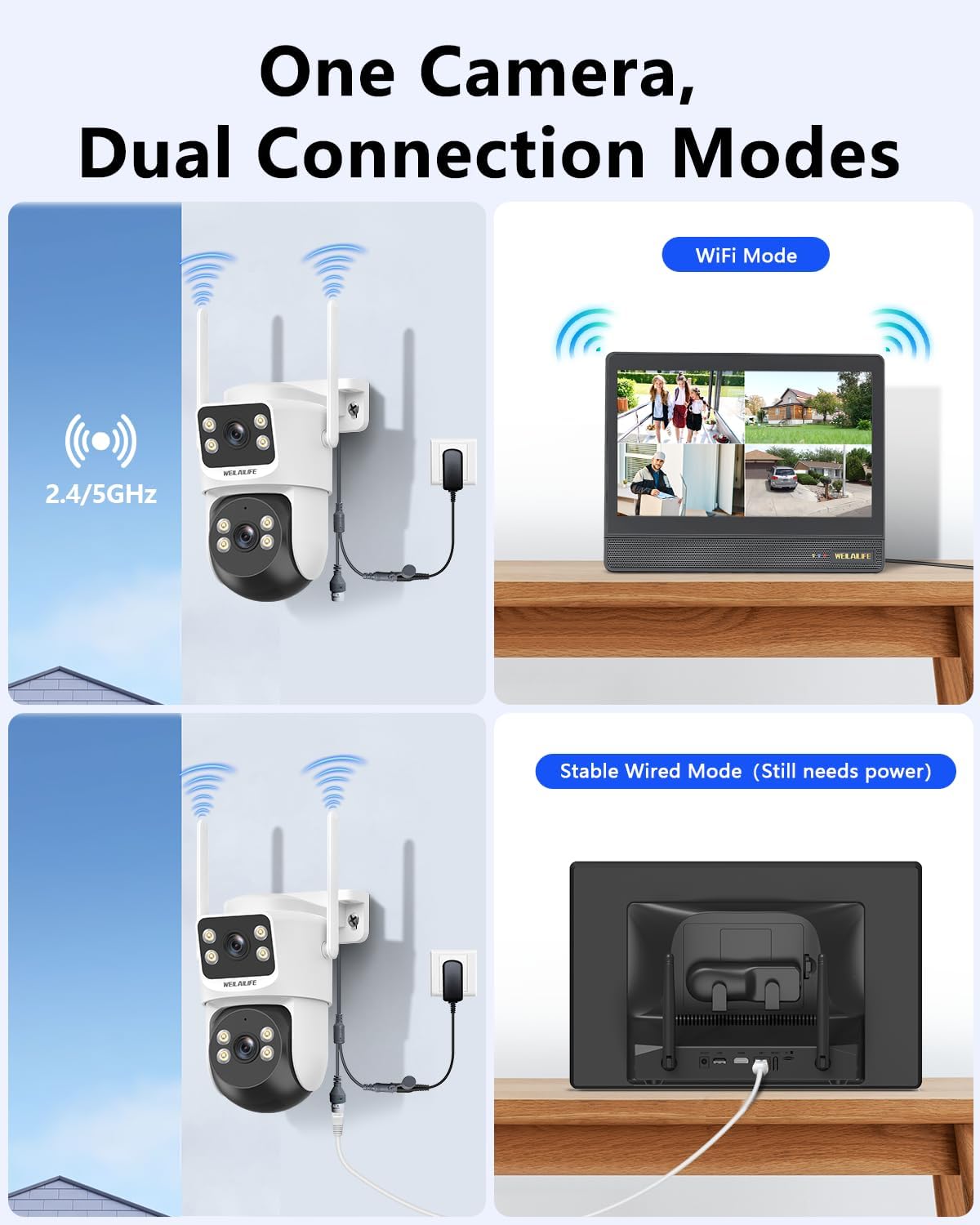 【All-in-One Security System】 4MP PTZ Security Cameras Wireless Outdoor, WiFi Home Surveillance System, Outside Wireless Security Systems Surveillance DVR Kits