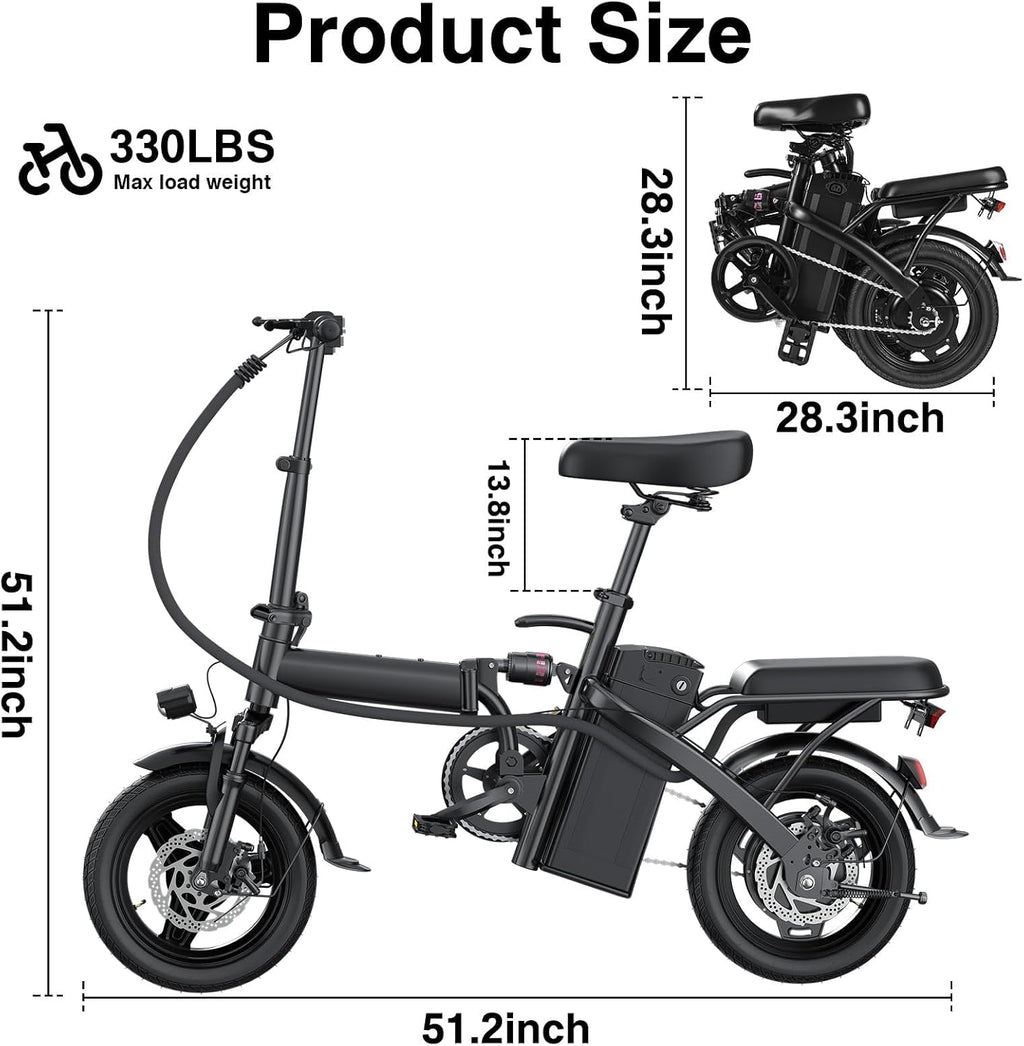 Electric Bike for Adults and Teens, Folding Ebike,Commuter City Foldable E Bike with 560W Motor and 48V 10Ah Battery, 24MPH Speed Pedals Assist, Dual Disc Brakes,14' Compact Electric Bicycles