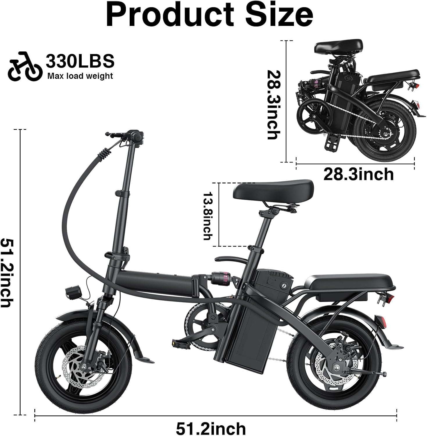 Electric Bike for Adults and Teens, Folding Ebike,Commuter City Foldable E Bike with 560W Motor and 48V 10Ah Battery, 24MPH Speed Pedals Assist, Dual Disc Brakes,14' Compact Electric Bicycles