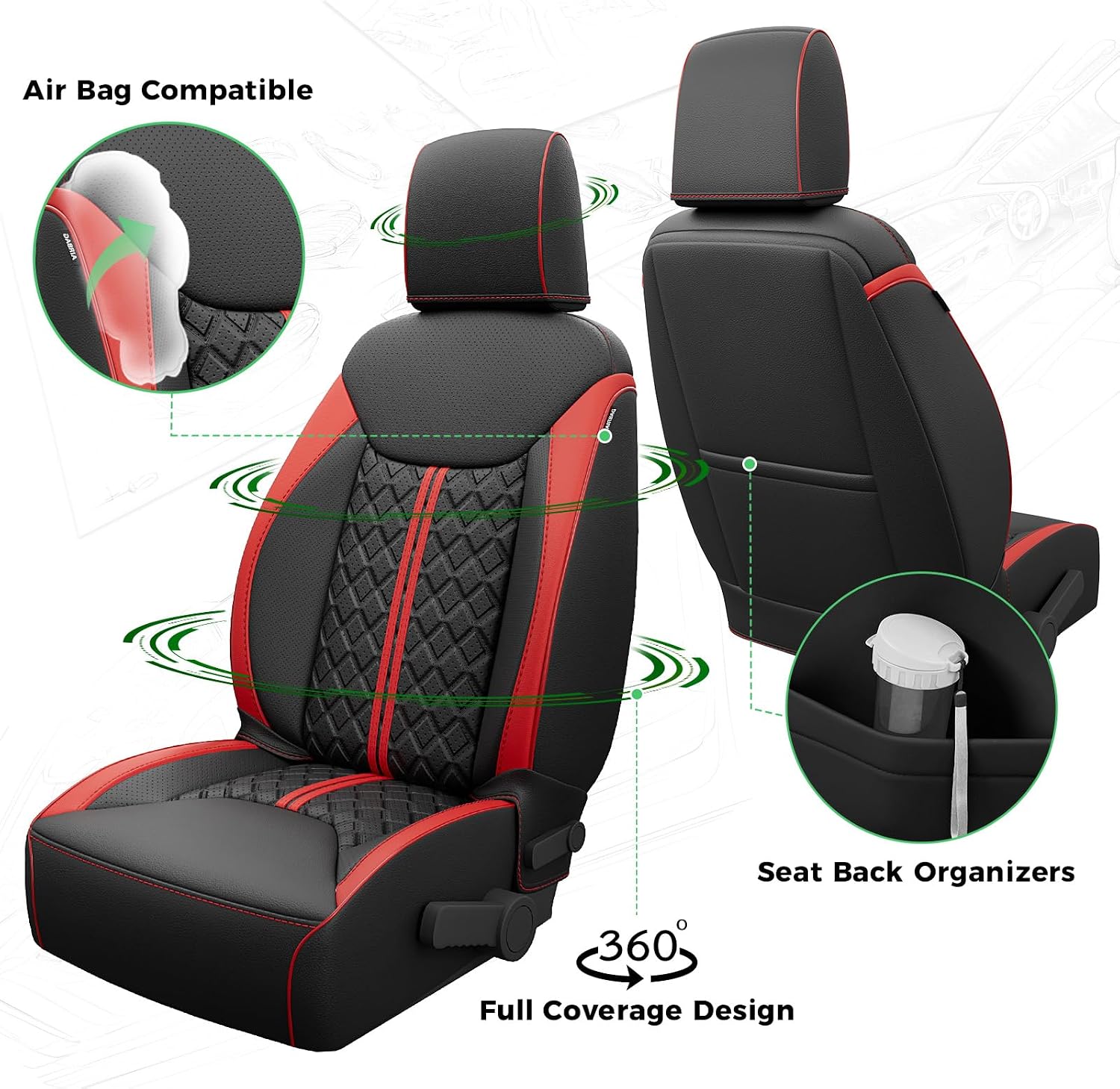 for Jeep Wrangler Seat Covers JK 4 DR 2013 2014 2015 2016 2017, Custom Fit Car Seat Covers Full Set,Waterproof Leather Seat Protector,BlackRed