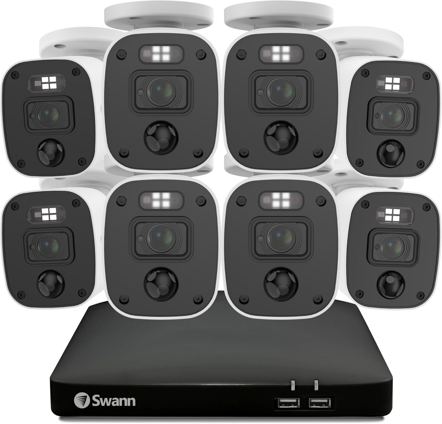 Swann Home Wired DVR 4K Security Camera System, 8 Channels, 8 Bullet Cameras Outdoor, 1TB HDD Storage, Color Night Vision, Bright Spotlights, Smart AI Alerts, Advanced Motion Detection, 24/7 Recording