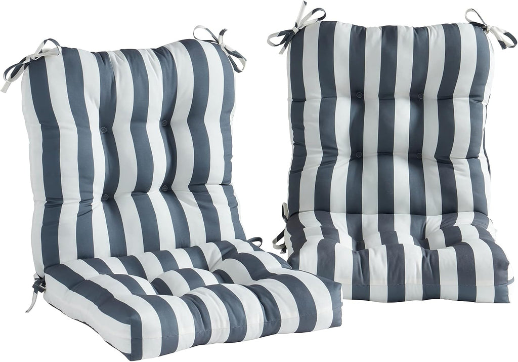 Greendale Home Fashions Outdoor 42x21-inch Seat/Back Chair Cushion (Set of 2), Gray Stripe