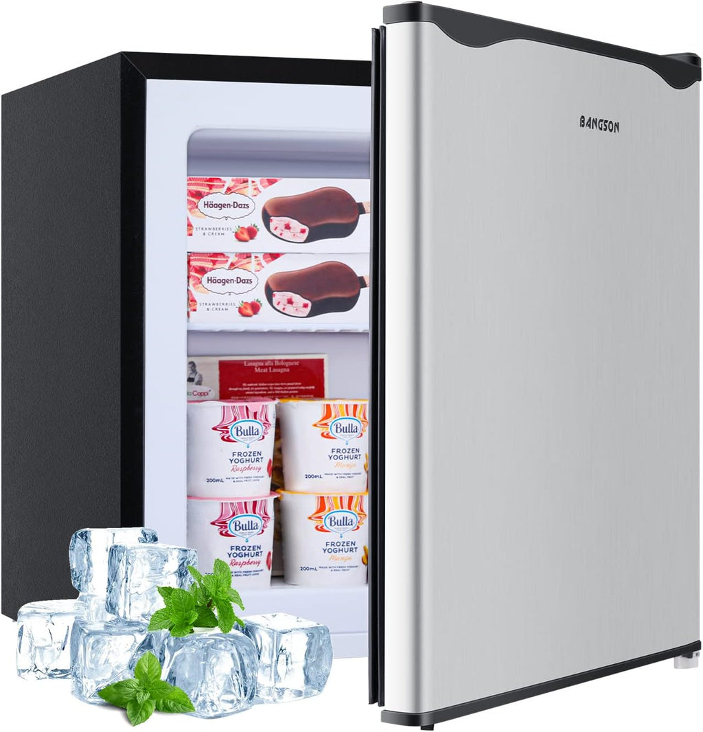 BANGSON Upright Freezer,1.1Cu.ft Energy-Saving Mini Freezer with Removable Shelf, Single Door Small Freezer for Home/Dorms/Apartment/Office(Silver)
