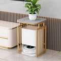 Metal Side Table with Storage, Robot Vacuum and Mop Self Emptying Small Storage Cabinet, Multi-Functional Fish Tank Stand, End Table for Robot Vacuum's Nest House(Gold,55 * 40 * 65cm)