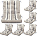 Hoteam 6 Set Patio Chair Cushions Outdoor 20 x 40 Inch High Chair Patio Cushion for Outdoor Furniture Waterproof Seat Rocking Indoor Thickened Pad(Striped Style,Beige)