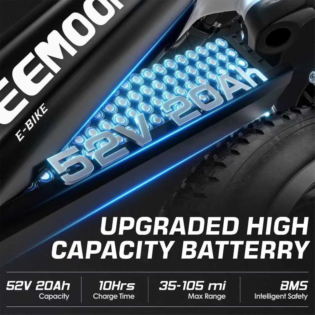 Seemoon 4000W Dual Motor Electric Bike, 38 MPH Ebikes for Adults with 52V 1040Wh Removable Battery, 26' Fat Tires Fast Electric Bike Up to 105 Miles Range, Ideal for Road Sand Snow SM1