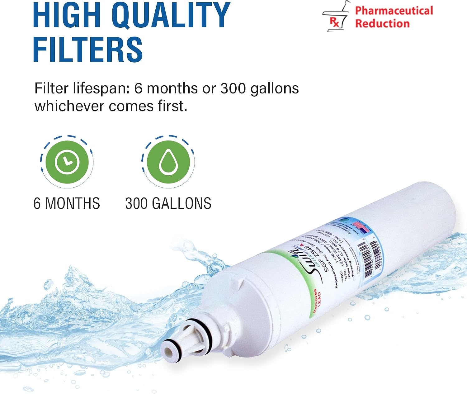 Swift Green Filters SGF-LB60 Rx Compatible Refrigerator Water Filter for LT600P, 5231JA2006A and 46-9990, Made in USA (6 Pack)