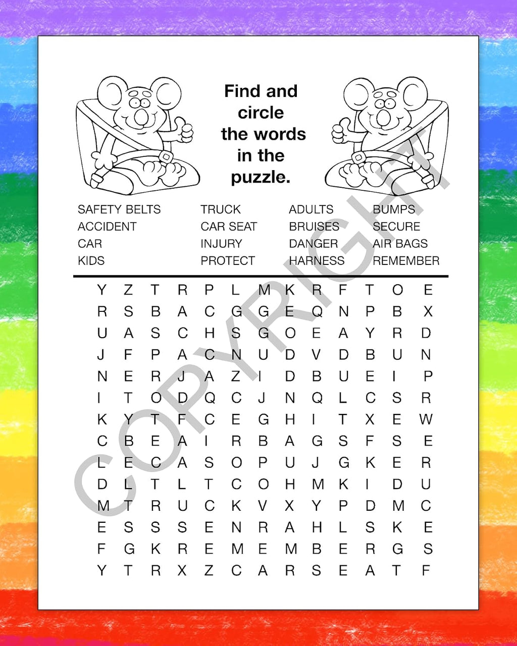 ZOCO – Buckle Up, Seat Belt Safety – Custom Coloring & Activity Books (250 Bulk Pack, With Crayons) – Police Car Safety Theme for Kids – Add Your Imprint
