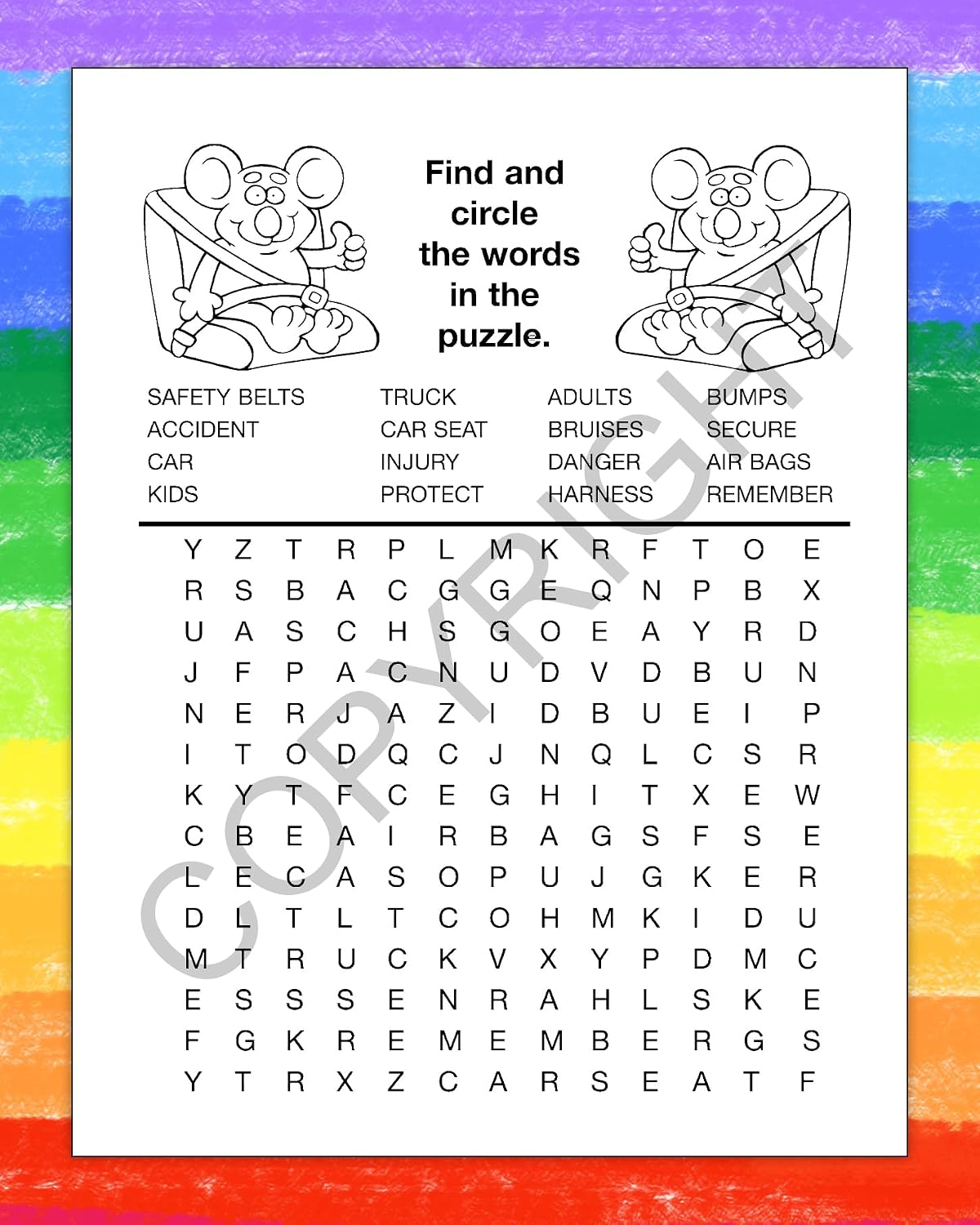 ZOCO – Buckle Up, Seat Belt Safety – Custom Coloring & Activity Books (250 Bulk Pack, With Crayons) – Police Car Safety Theme for Kids – Add Your Imprint
