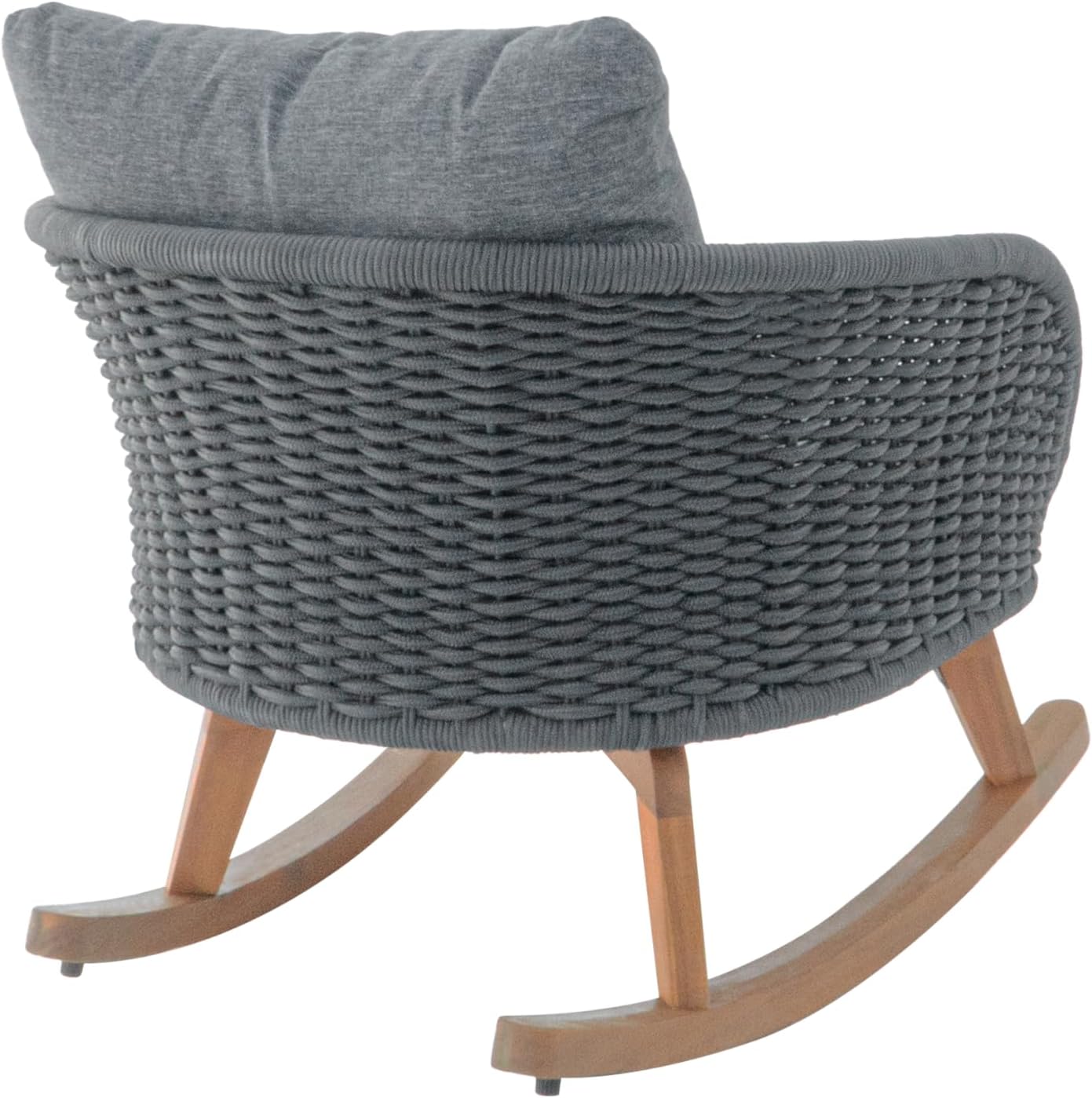 Christopher Knight Home Yusi Wooden Frame Rocking Chair Outdoor, Wicker Rocker Chair with Soft Cushions, Contemporary Patio Rockers, Rocking Accent Chair for Indoor/Outdoor, Gray + Natural