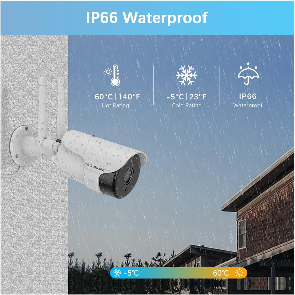 WEILAILIFE 【Dual Antenna Enhanced & 2-Way Audio】 Outdoor Wireless Security Camera System, WiFi Video Surveillance, Wireless Surveillance Camera System, Home Security Cameras