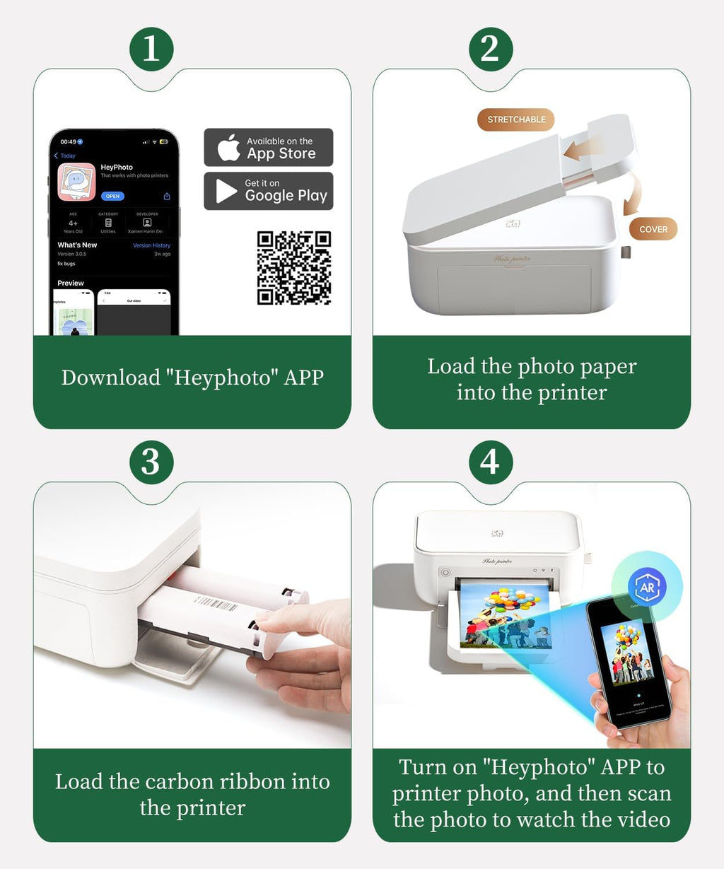 iDPRT 4x6 Photo Printer - 108 Sheets & 2 Ribbon, Instant Picture Printer for iPhone, Android - Thermal Dye Sublimation, WI-Fi Connnecting, Color Photo Printers for Home Use