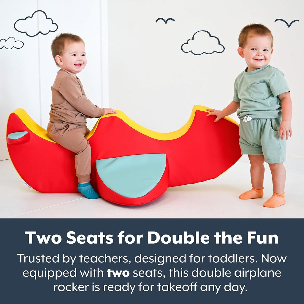 Children's Factory Rocket the Double Airplane, Red and Yellow Foam Kids Stool, Toddler Soft Seating Chair for Daycare, Preschool and Home, Lightweight and Easy to Clean, Little Explorers Collection