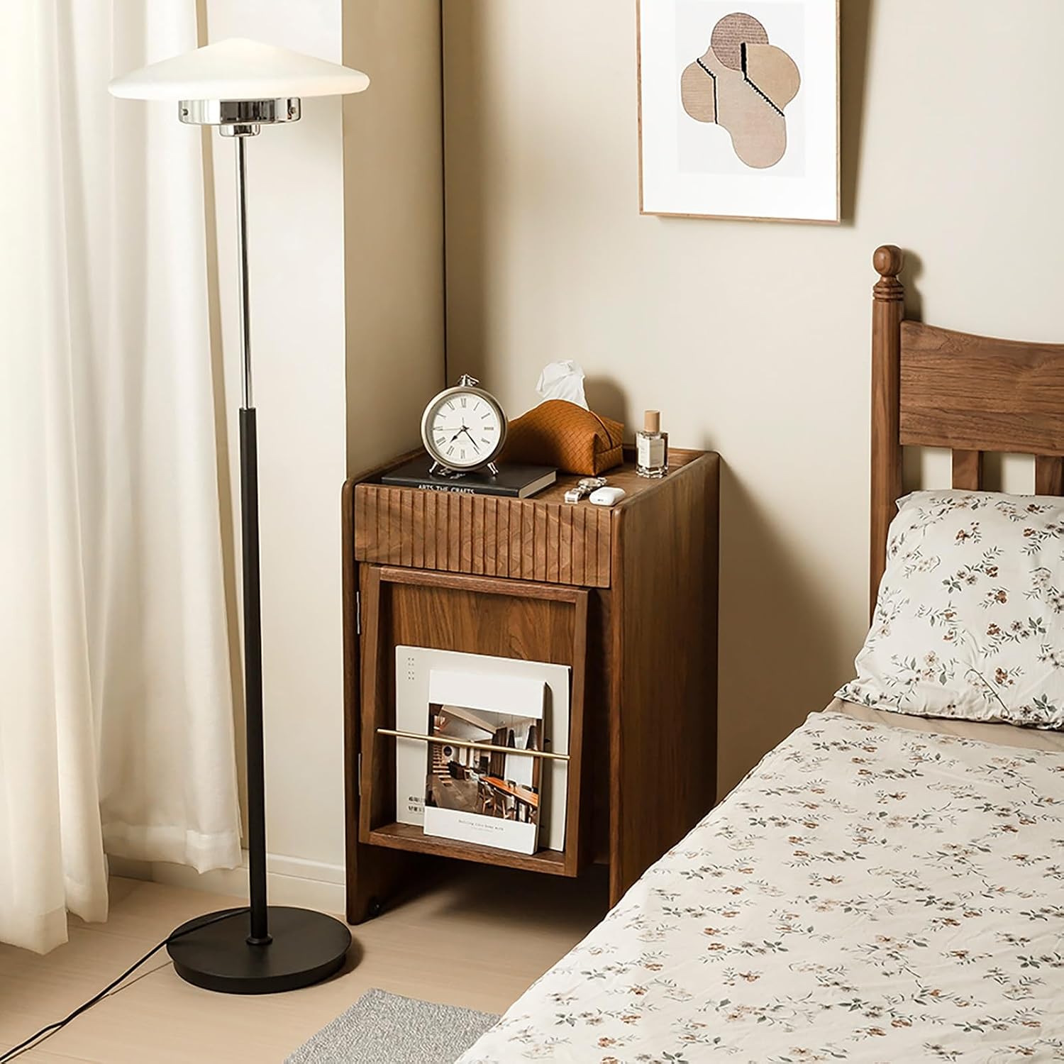 Modern Robot Vacuum Storage Rack Hidden End Side Table, Self-Emptying Sweeper Machine Cabinet Easy to Change Water for Living Room Bedroom