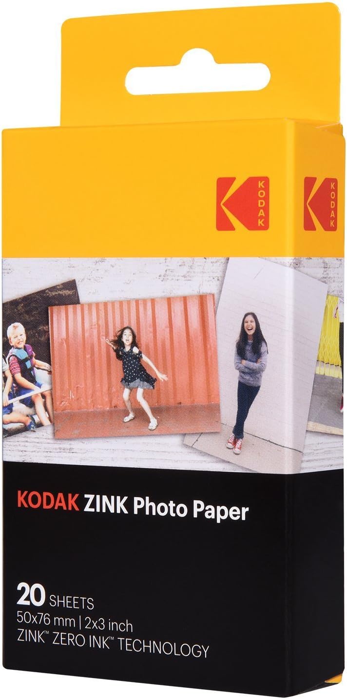 Kodak Printomatic Instant Camera (Grey) Gift Bundle + Zink Paper (20 Sheets) + Case + 100 Sticker Border Frames + Hanging Frames + Album