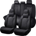 Car Seat Covers for Dodge Journey 2009-2020, Waterproof Nappa Leather Full Set Seat Cover with Headrests, Anti-Slip and Comfortable Automotive Seat Protector&Accessories(Black)