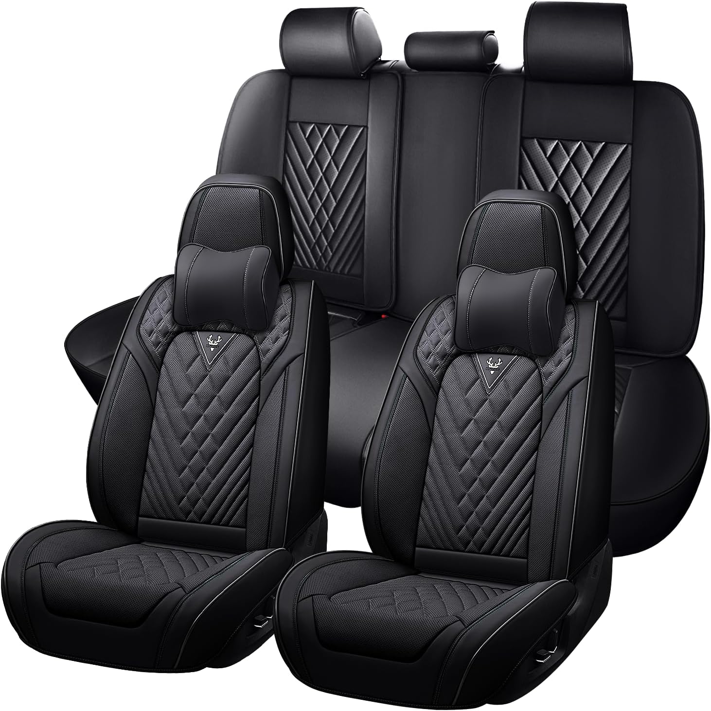 Car Seat Covers for Nissan Rogue 2008-2026, Waterproof Nappa Leather Full Set Seat Cover with Headrests, Anti-Slip and Comfortable Automotive Seat Protector&Accessories(Black)