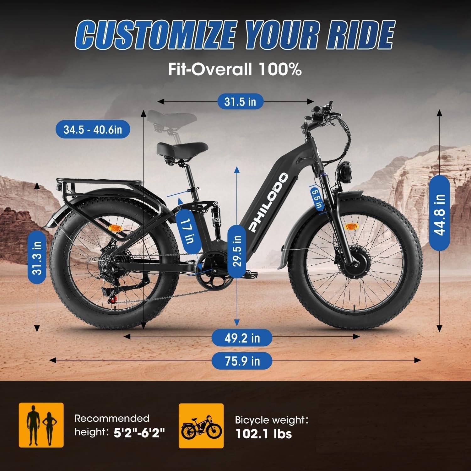 Falcon 60V 32AH Off-Road Electric Bike - 5000W Dual Motor Hunting Ebike, Fat Tire Full Suspension Dirt Bike for Adults, Long Range Snow/Sand Electric Bicycle
