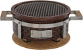 Round Hibachi Charcoal Ceramic Cooking Grill Yakatori Japanese Grill Table BBQ Handmade Clay Oven For Outdoor Barbecues Camping Thanksgiving Christmas, 18'x14'x7', Brown