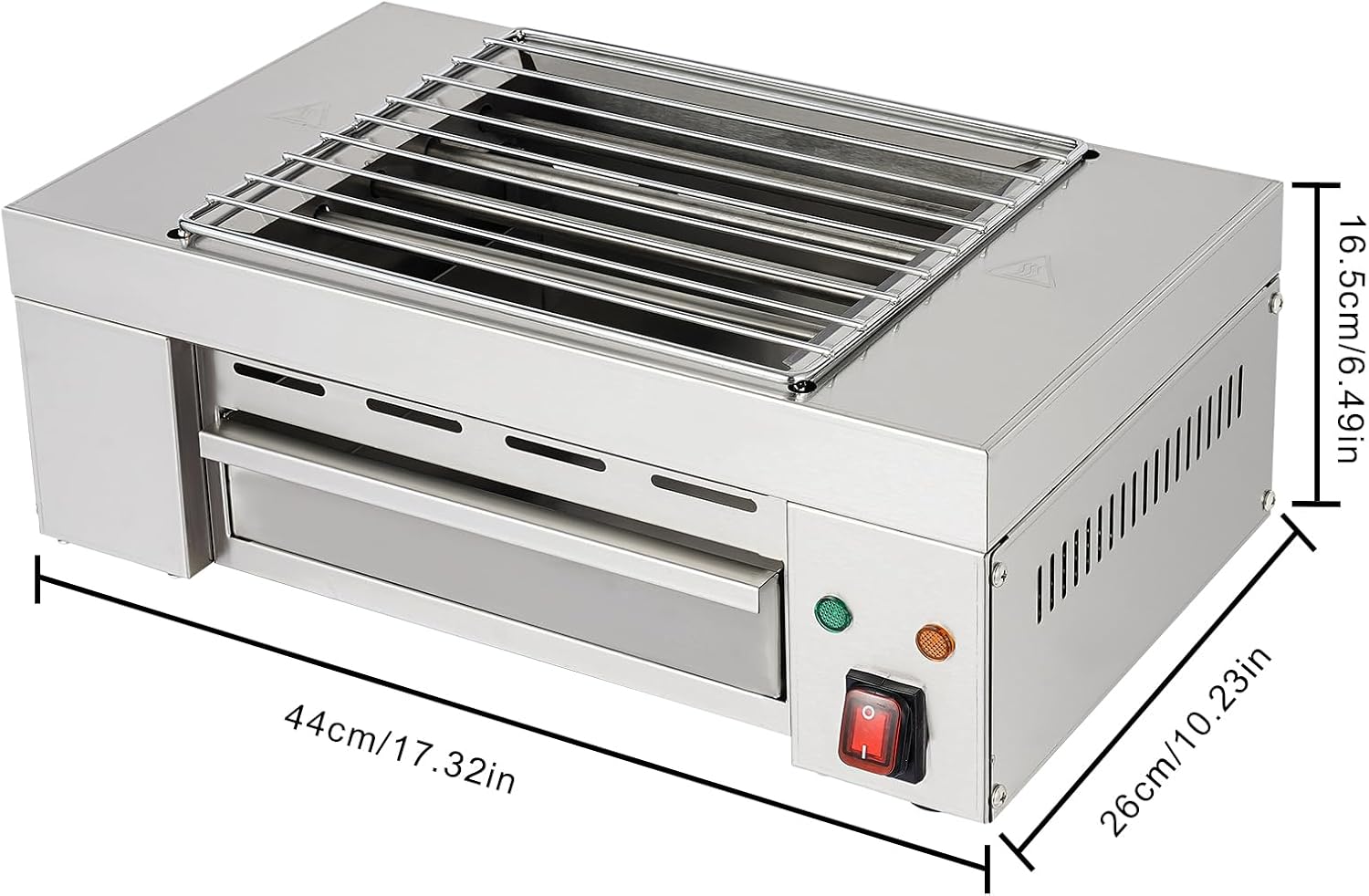 Stainless Steel Barbecue Electric Grill, Electric Smokeless Indoor Grill, Indoor Electric Grill for Cafe Restaurant Party Buffet 110V, 1500W