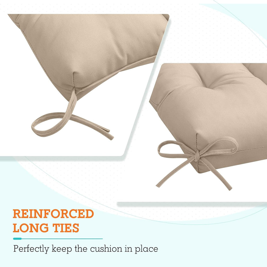 EAGLE PEAK Tufted Outdoor/Indoor High Back Patio Chair Cushions, Set of 2, 46'' x 22'', Beige