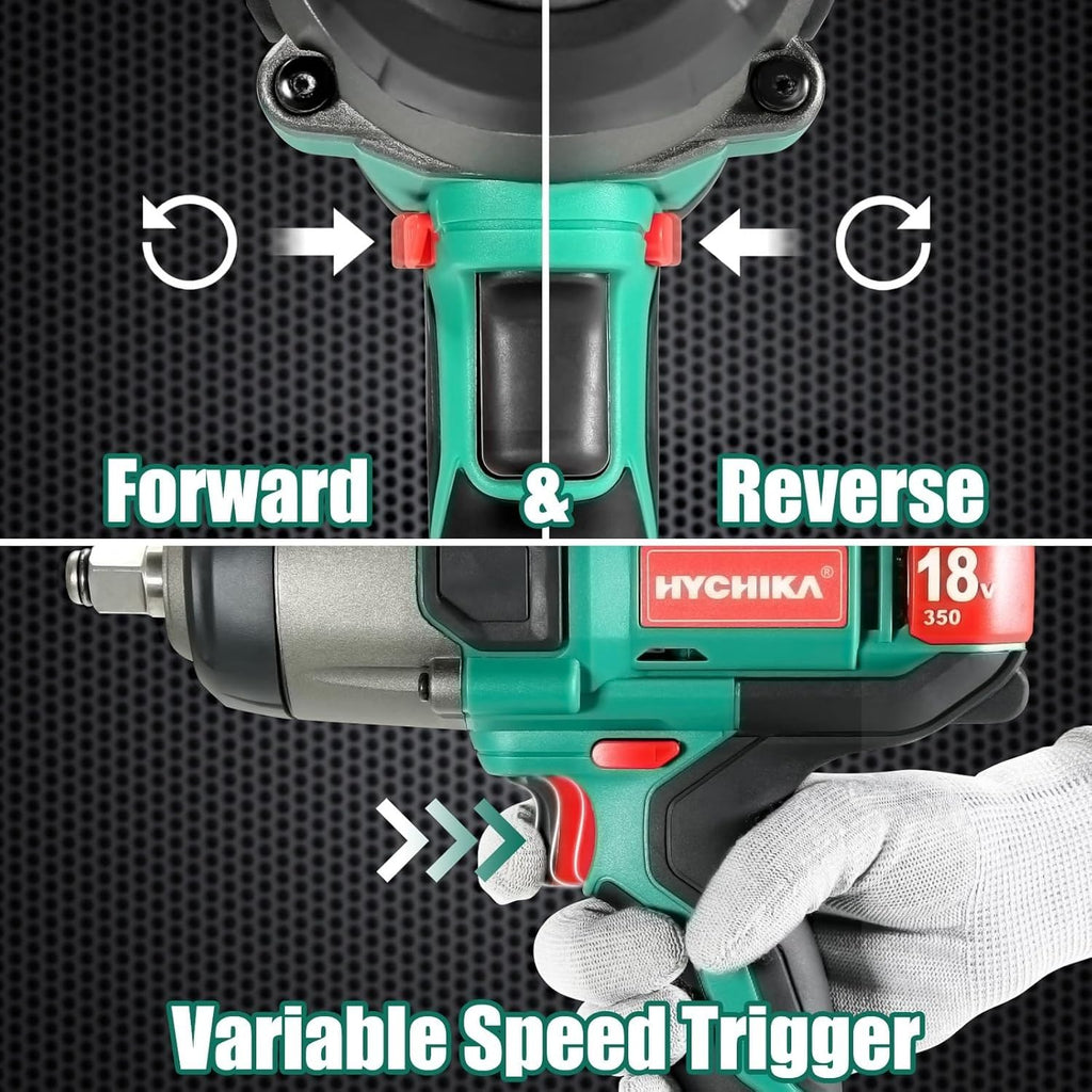 HYCHIKA 18 V Max Cordless Impact Wrench,180W Rotary Tool,2-Tool Power Tool Set Combo Kit