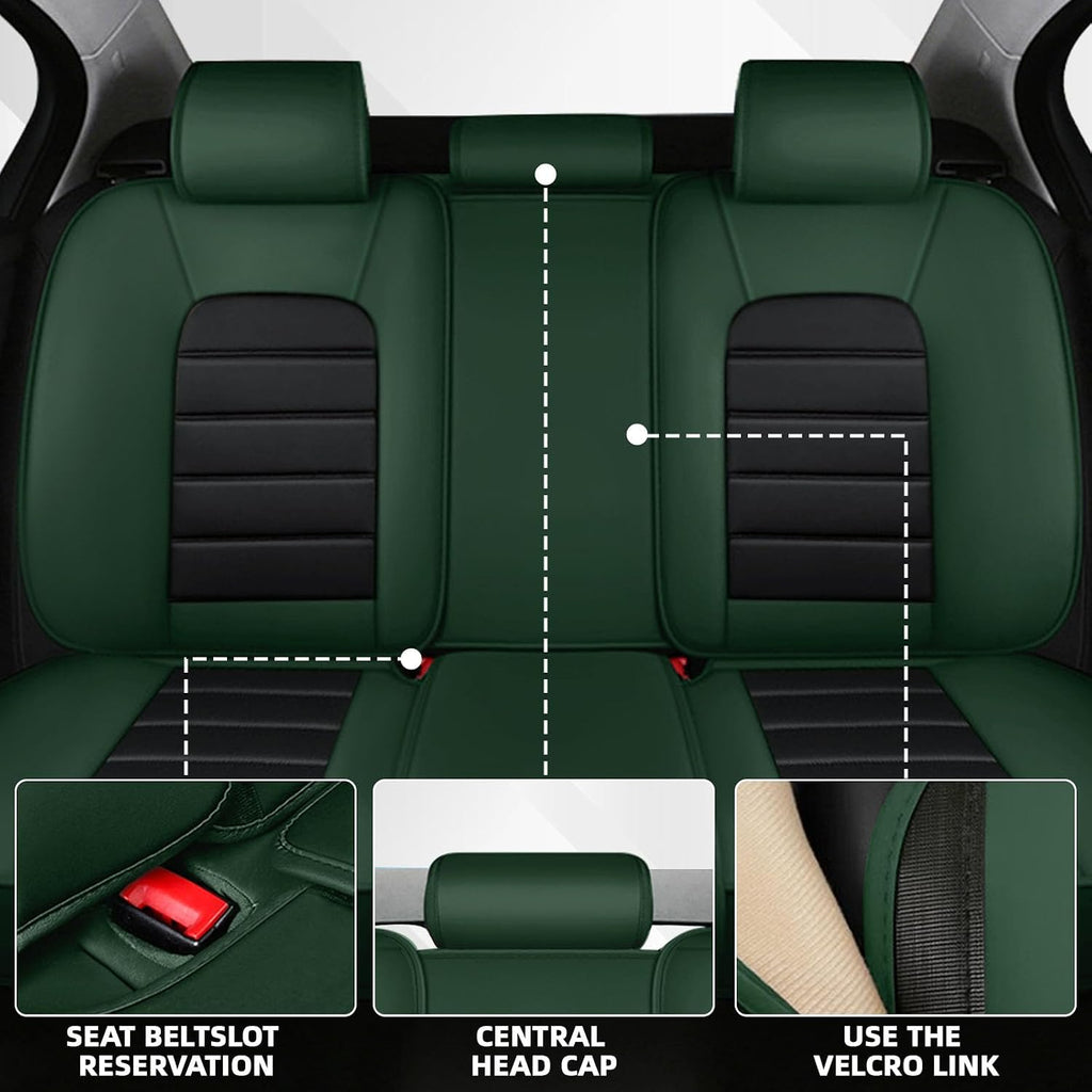 Car Seat Cover Fit for GMC Acadia 2007-2025,Compatible Airbag Non-Slip Waterproof Seat Cover,Car Seat Protector Premium Interior (Standard 5 Seats,Black Green)