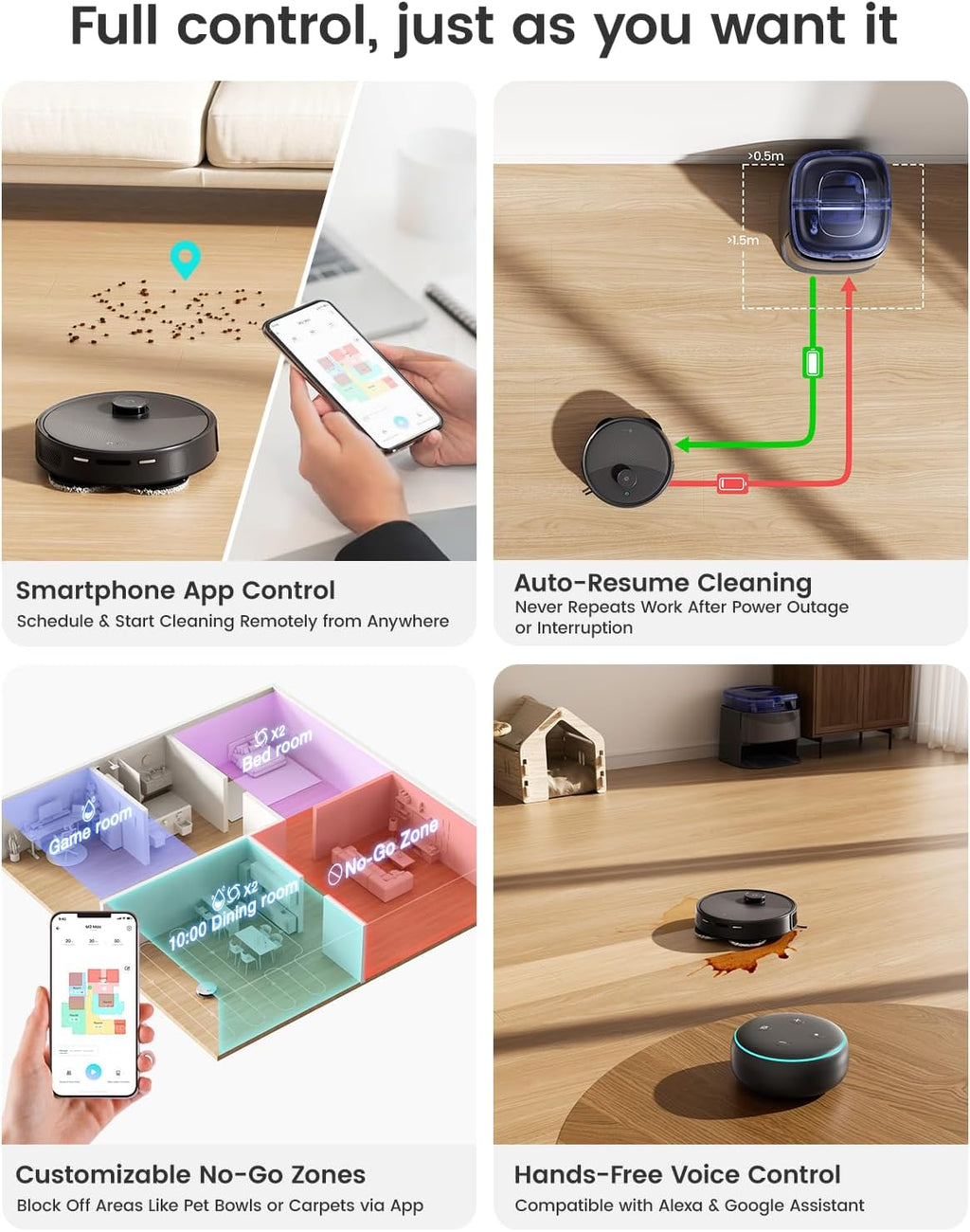 Lefant Robot Vacuum and Mop, 22,000Pa Suction,All-in-One, 90-Day Self-Emptying, Obstacle Avoidance, Auto Mop Washing&Drying, for Pet Hair Carpet, 5G WiFi Alexa/APP/iWatch Control, M3 Ultra