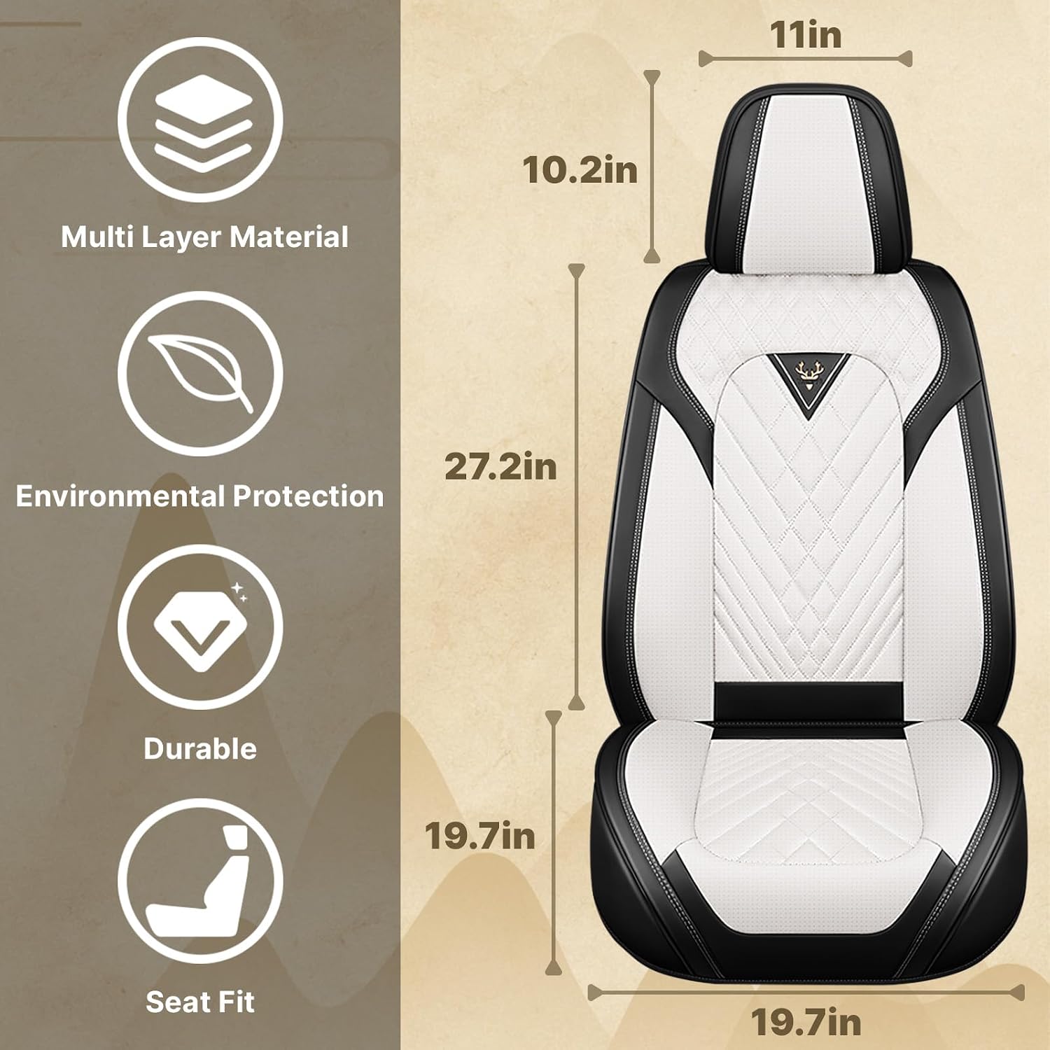 Fit for Ford Explorer 2000-2026 Seat Covers, Fashion Sport Seat Cover with Waterproof Leather, Airbag Safe Design Seat Protector (5 Full Seat Standard, Black White)