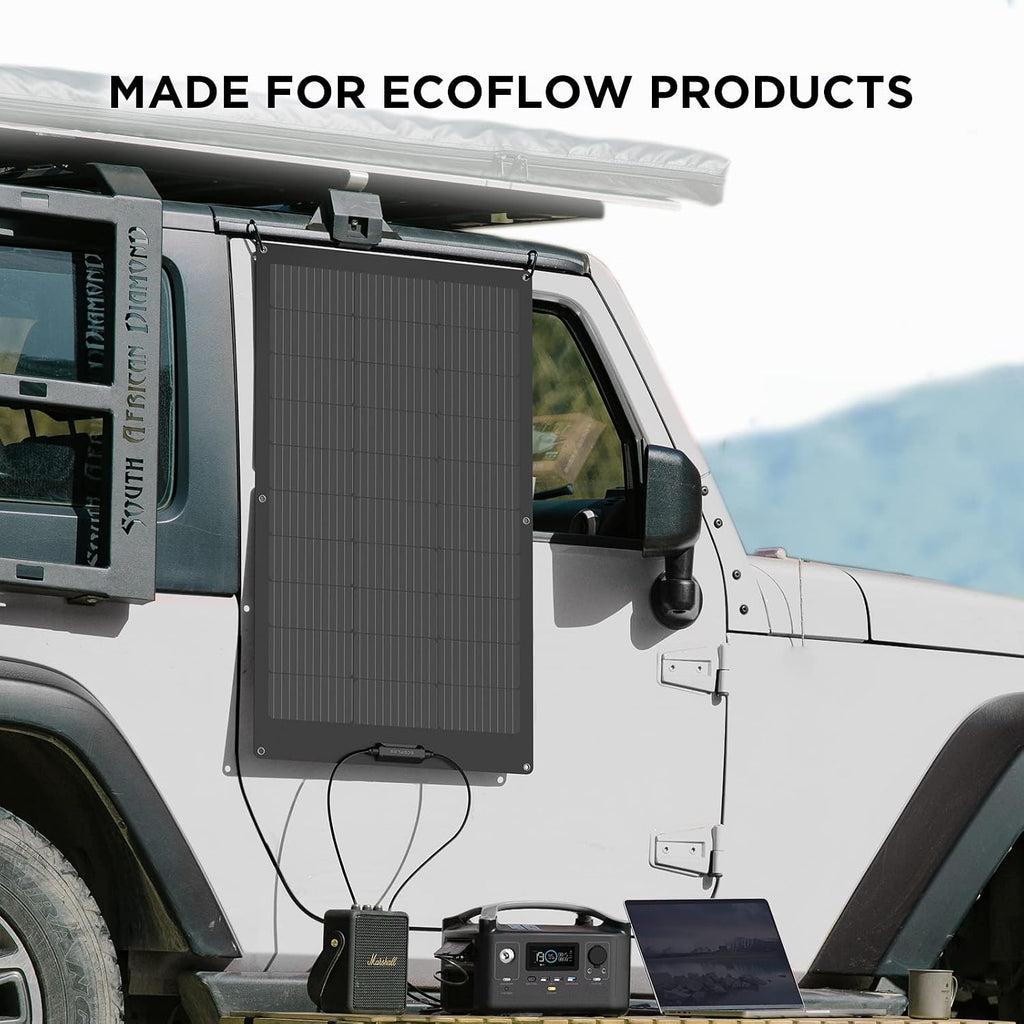 EF ECOFLOW 100W Flexible Solar Panel with High Efficiency Solar Modules, IP68 Waterproofing, Ideal for Off-Grid Solar Panel Kits, PV Charging, Power Kits & Ecosystem