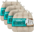 Barnett Home Decor Microsuede Dining Chair Cushions w/Ties, 16.5 x 18 Inches, Pack of 4 – Machine Washable, Reversible with Plush Latex Foam Fill for Comfortable Seating – Chamois Mushroom (Neutral)