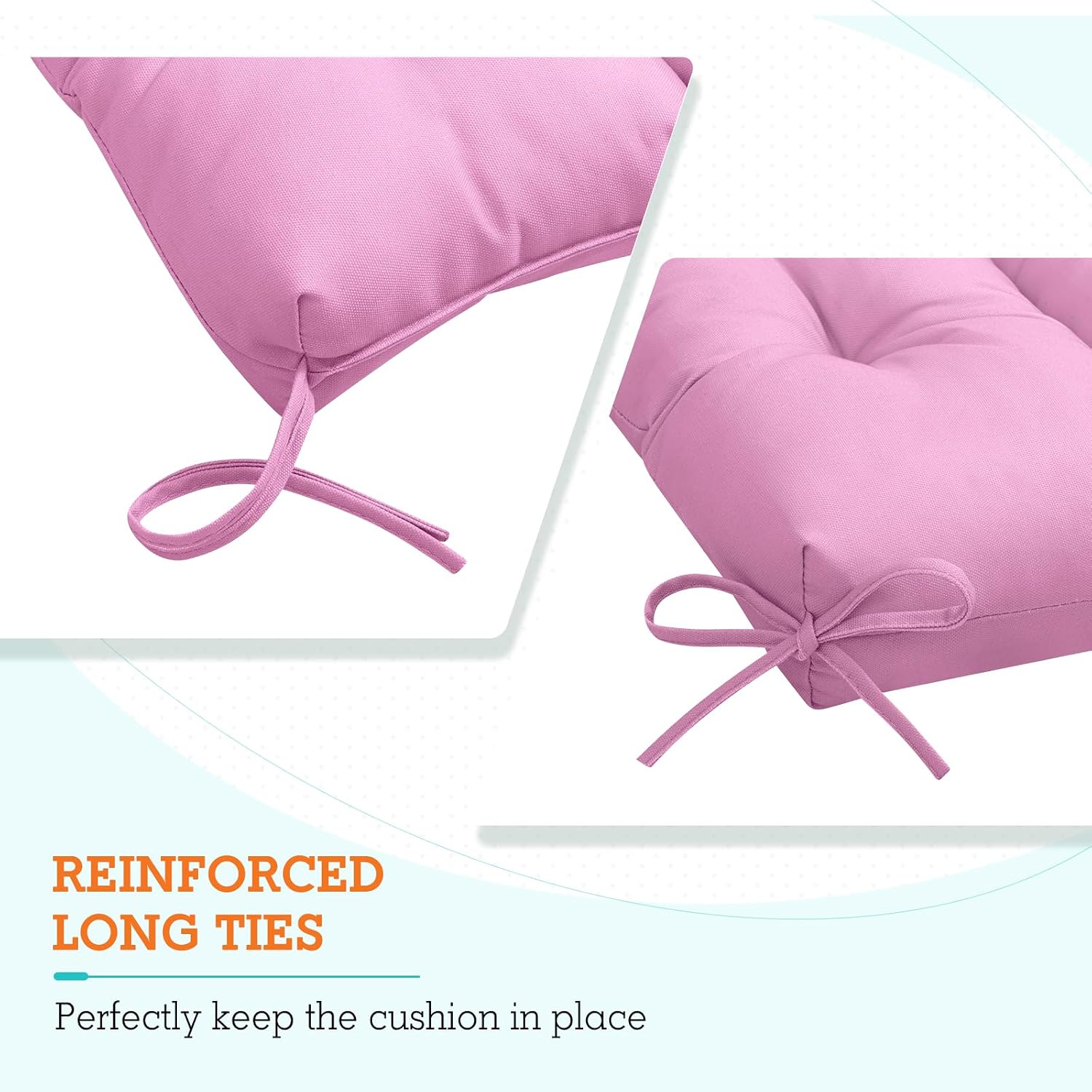 EAGLE PEAK Tufted Outdoor/Indoor High Back Patio Chair Cushions, Set of 4, 46'' x 22'', Pink