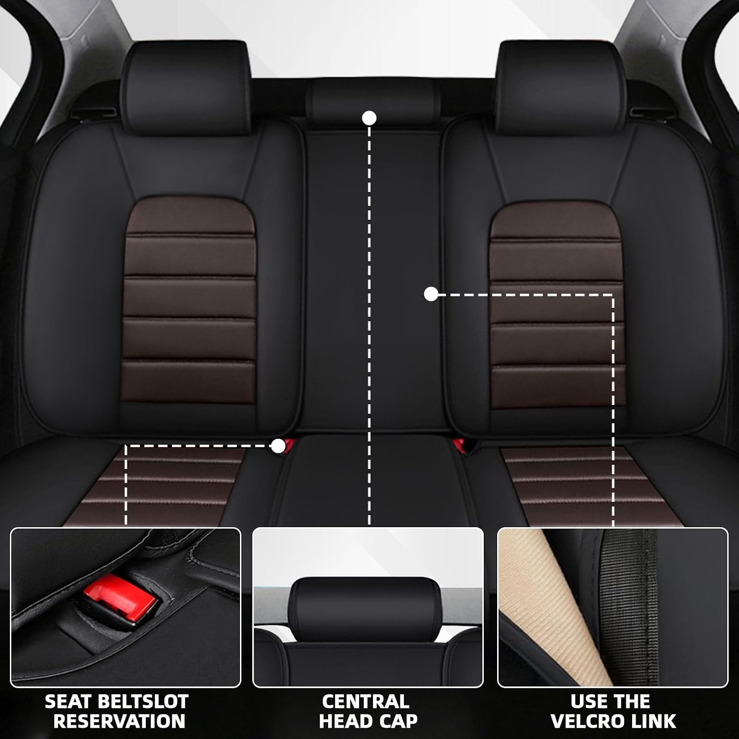 Car Seat Cover Fit for GMC Acadia 2007-2025,Compatible Airbag Non-Slip Waterproof Seat Cover,Car Seat Protector Premium Interior (Standard 5 Seats,Black Coffee)