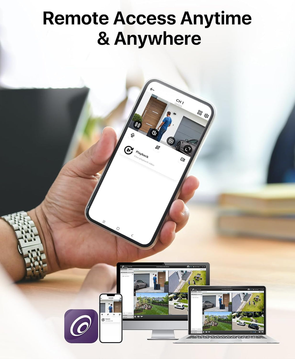 Loocam CCTV Camera Security System 1080p Indoor Outdoor, 24/7 Recording Security Camera System 8CH 4 Cams H.265+DVR with 1TB HDD, AI Human Vehicle Detection, Remote Access, App Email Alert