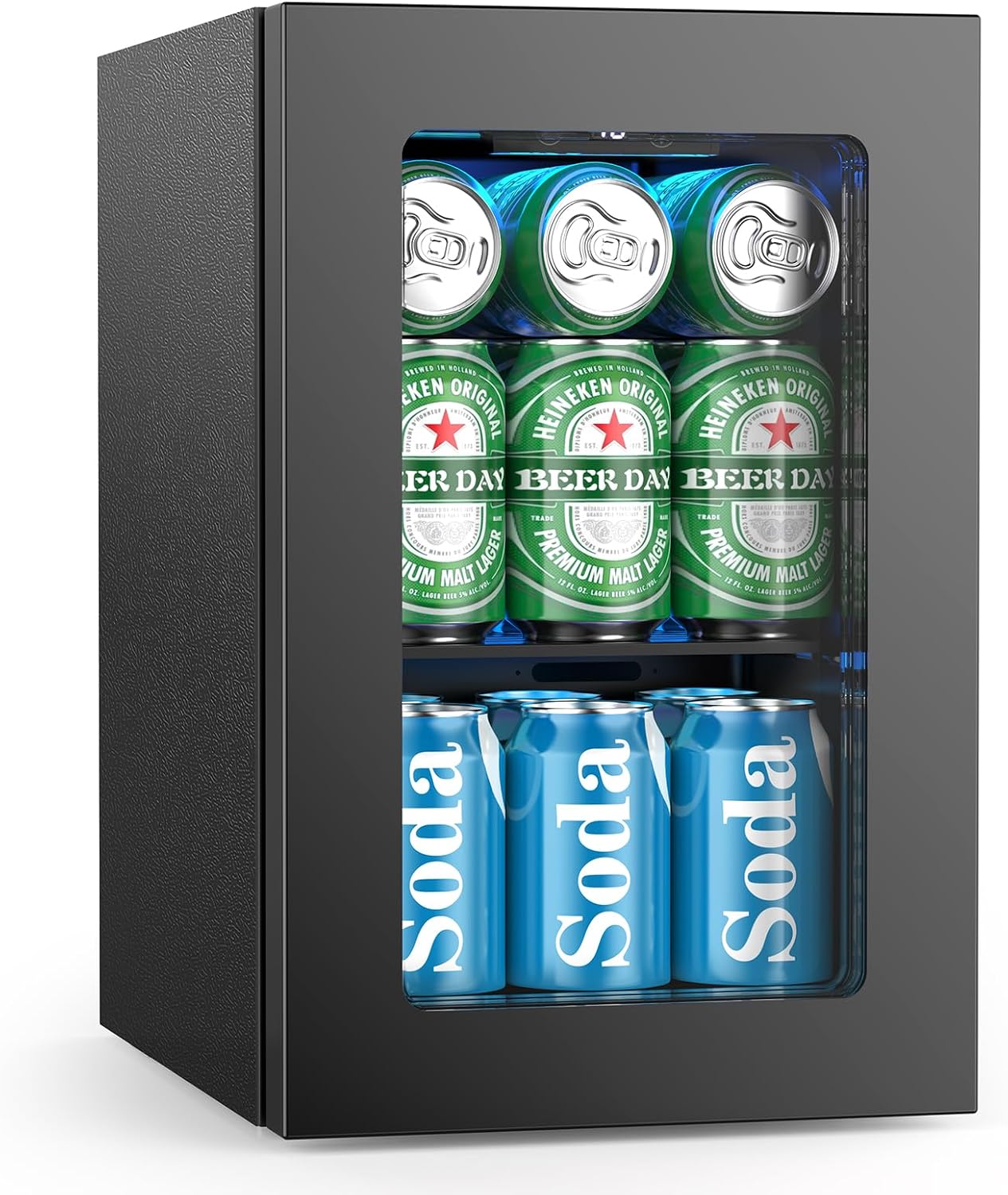 Electactic 24 Cans Beverage Refrigerator Cooler, Mini Fridge Countertop Drink Cooler for Soda, Canned Beer, Adjustable Digital Temperature Control for Home Dorm Office, Black