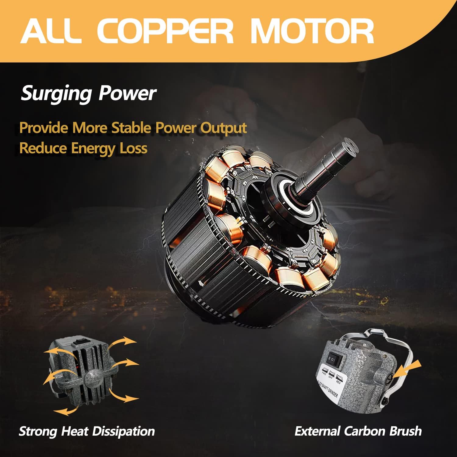 1000W 30000RPM Flex Shaft Rotary Tool, Thicken 1/4' Flexible Shaft with Stepless Speed Foot Pedal, Hanging Grinder Carver Electric Multi-function Metalworking Tools Repair Kit
