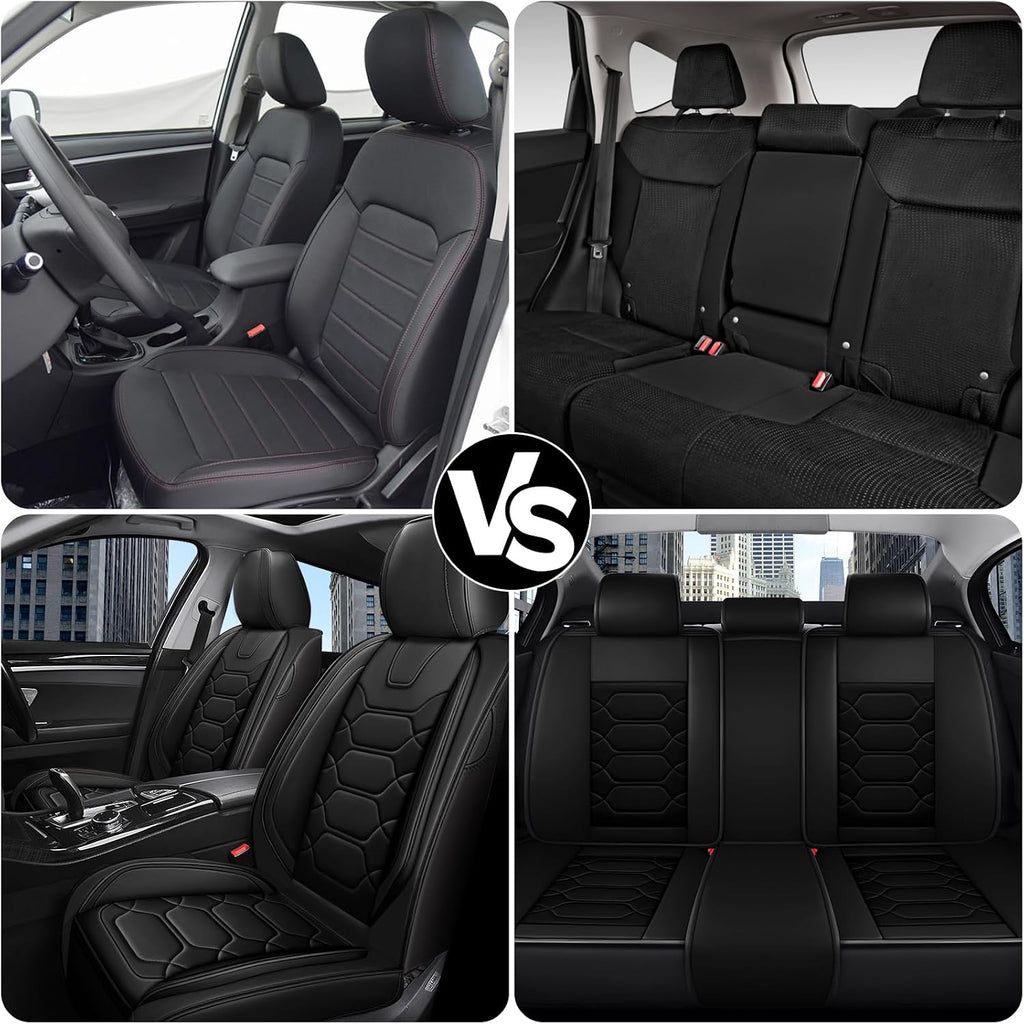 Car Seat Covers Full Set for Honda Civic 2000-2025,Durable Waterproof Luxury Universal,Easy to Install Napa Leather Cover Set for Cars,Full Seats,Black