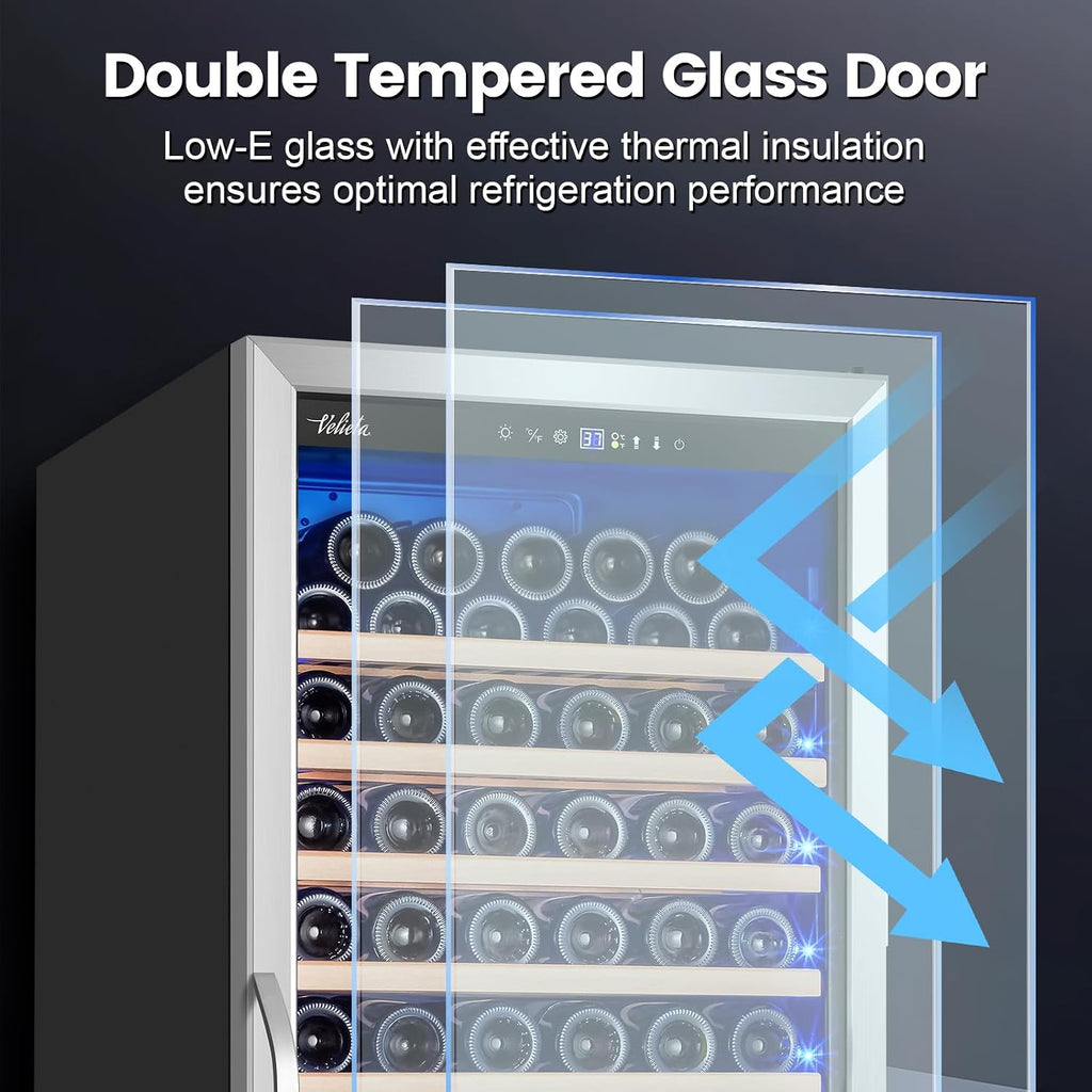 Velivi 24 Inch Wine Cooler Refrigerator Freestanding, Large Tall Built-in 154-Bottles Wine Fridge, Large Capacity Wine Cellar For Wine Collection, Wine Lovers