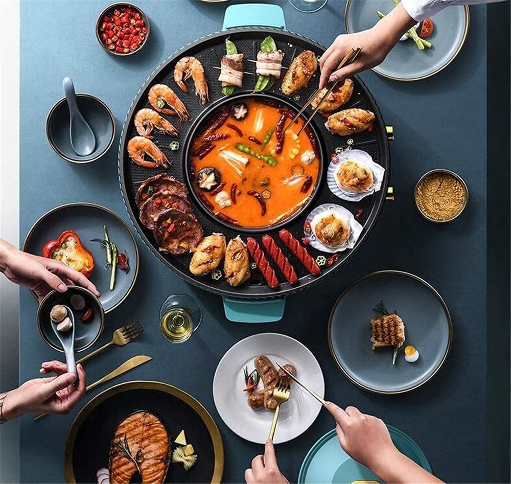 BBQ Smokeless Grill 2 in 1 Electric Smokeless Grill And Hot Pot Electric Hot Pot Grill 110V Split Easy Cleaning Dual Temperature Control