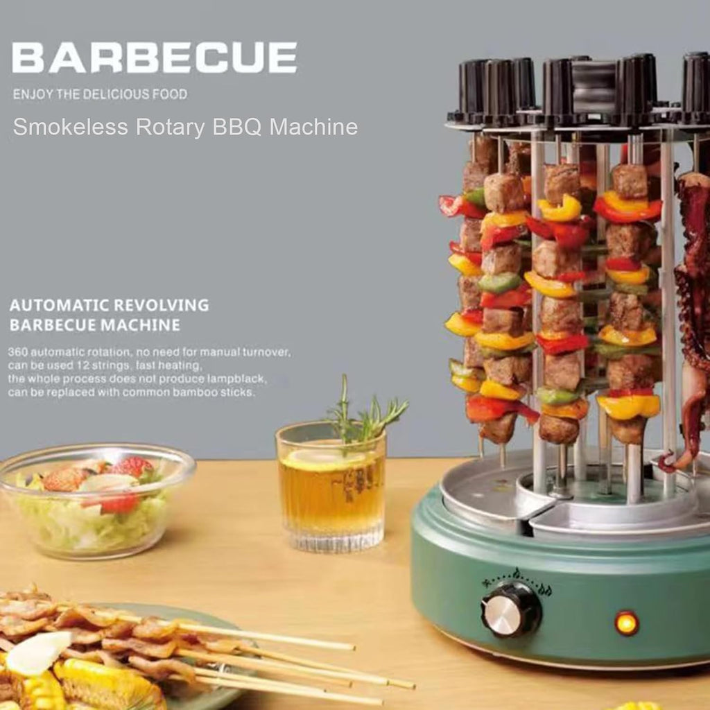 Electric Vertical Grill, Portable Smokeless Barbecue Grill with Adjustable Temperature for Home and Outdoor Parties, 12 Skewers