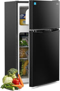 Upstreman 3.1 Cu.Ft Mini Fridge with Freezer, Double Door Small Refrigerator, Adjustable Thermostat, Energy Star Certified Low Noise Mini Refrigerator for Bedroom, Dorm, Apartment Black-TM31