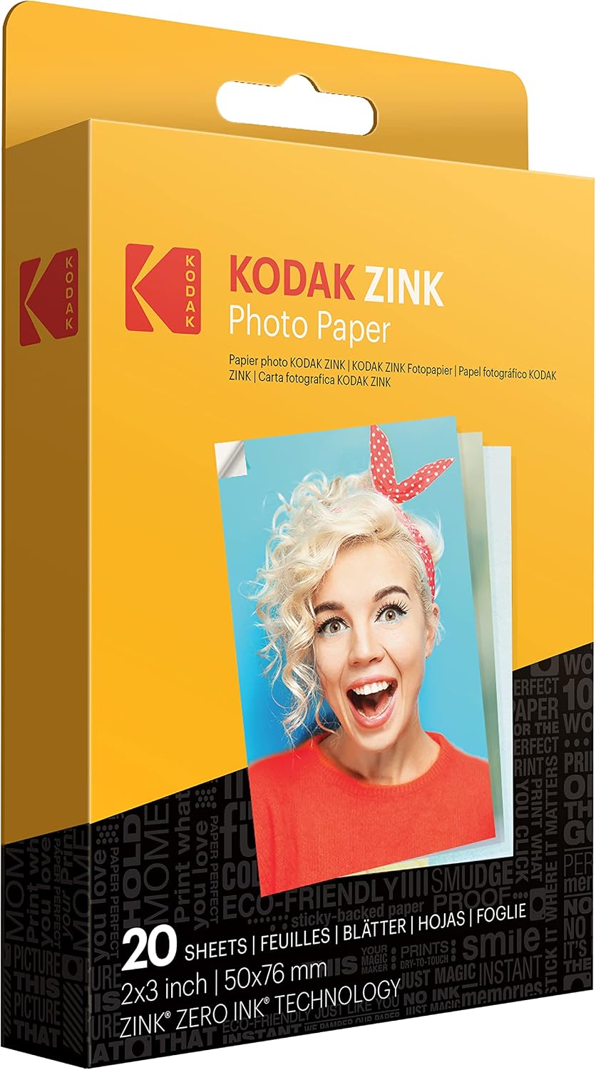 Kodak Printomatic Full-Color Instant Print Camera Gift Bundle + Soft Case + Zink 2x3 Sticky Back Photo Paper 20pk + Album + Sticker Sets + Sticker Frames + Hanging Frames + Markers, Fun Gift - Black