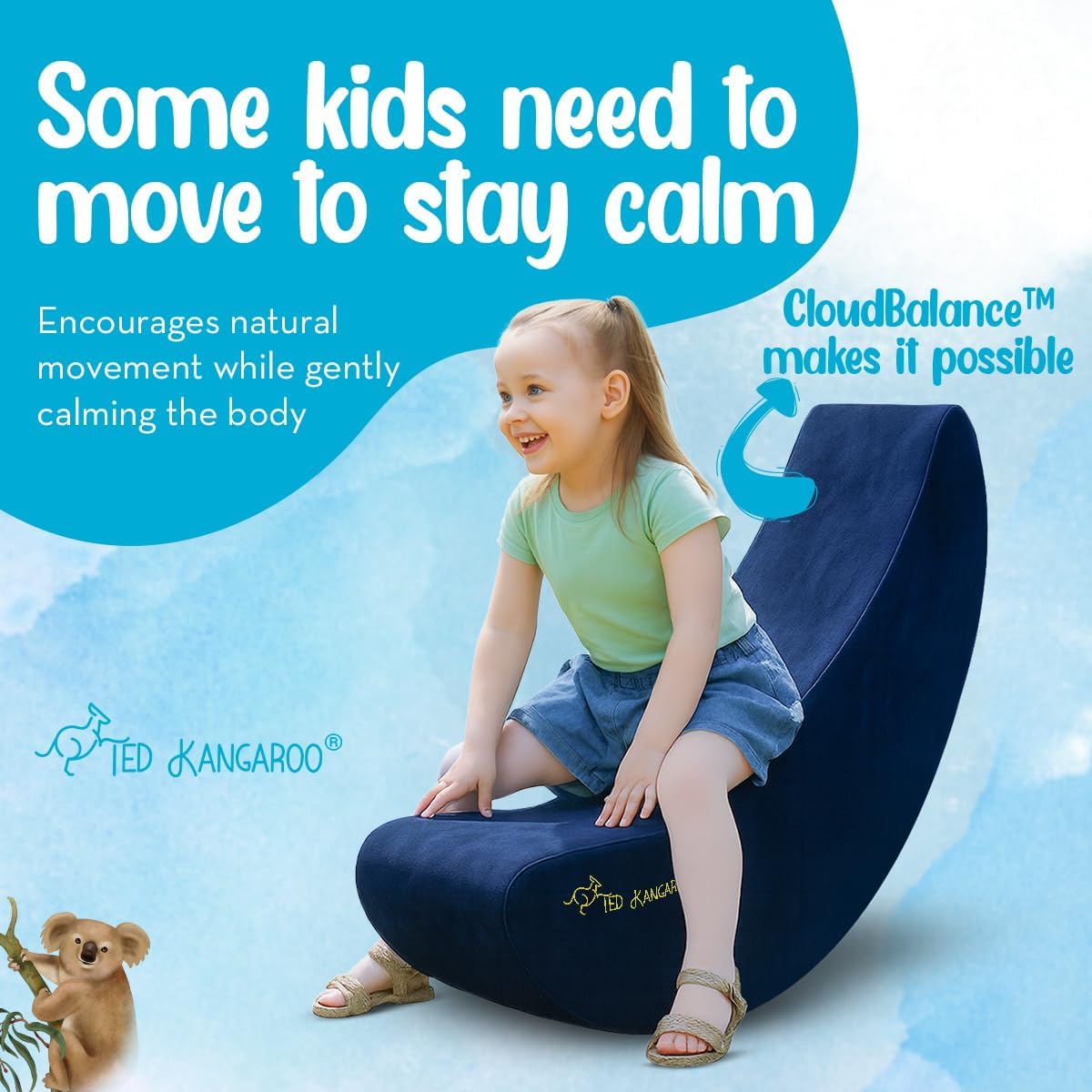 TED KANGAROO CloudBalance Sensory Chair | Flexible Active Seating for Kids | Classroom Rocker for Focus & Engagement | Durable Foam with Soft Cotton Cover