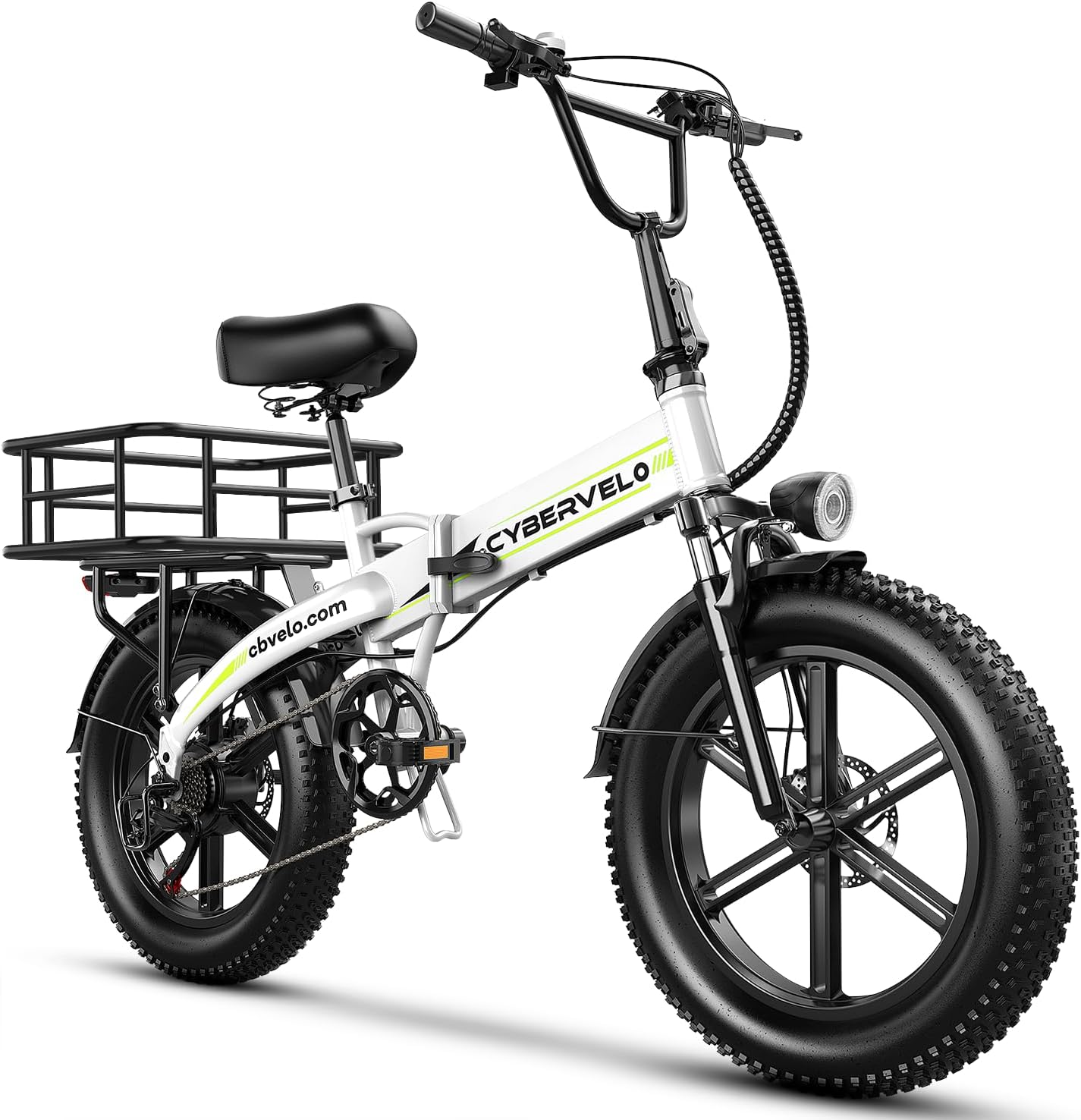 Cybervelo 750W Folding Electric Bike, 48V 20.8AH/50AH Large Removable Battery E-Bike, 80 Miles Max Range, 20' Fat Tire Electric Bike for Adults, Adult Electric Bicycles for Commute