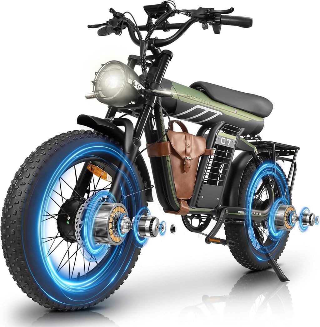 SMARTRAVEL Ebike with 1200W Brushless Motor,Removable 48V 20Ah Battery,UP to 32MPH,Electric Mountain Bike with 20' Fat Tire with Front/Rear Turn Signals for Men Women,Travel Bag