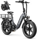 Heybike Ranger Foldable Electric Bike for Adults, 1200W/1800W Peak Motor, 28/32MPH E Bike, 55/90 Miles Range, 20'x4.0' Fat Tire Ebike with Removable Battery, Hydraulic Brakes for Snow, Beach,Commuting