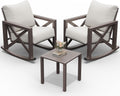 UDPATIO Rocking Chair Outdoor Set 2 with Coffee Table, 3 Piece Metal Rocking Bistro Set with 6.5' Water-Resistant Cushions, Oversized, 350lbs Heavy-Duty, for Porch, Patio, Balcony, Beige