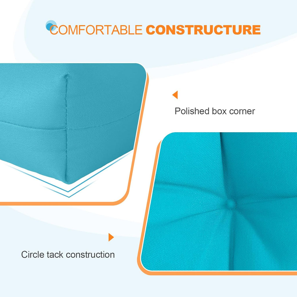 EAGLE PEAK Tufted Outdoor/Indoor Seat/Back Chair Cushions, Set of 2, 42'' x 21'', Blue