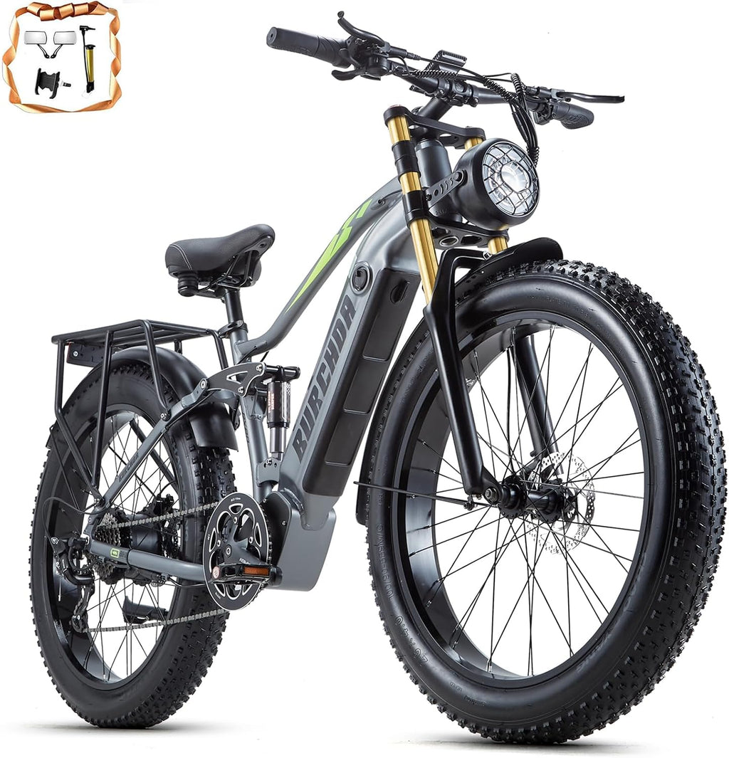 Electric Bike for Adults with 1500W Peak Motor 30 MPH & 65 Miles /130 Miles Long Range Fast E Dirt Bike, 48V 40Ah/20Ah Removable Battery, Full Suspension 26' Fat Tire Mountain Bike