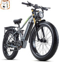 Electric Bike for Adults with 1500W Peak Motor 30 MPH & 65 Miles /130 Miles Long Range Fast E Dirt Bike, 48V 40Ah/20Ah Removable Battery, Full Suspension 26' Fat Tire Mountain Bike
